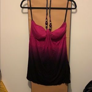 Tri-color tank top with Jewled halter